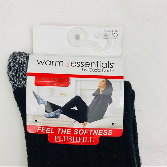 Cuddl Duds Crew Socks Cable Knit Black 4-10 New - Picture 3 of 6